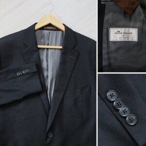 Peter Millar Men's 44R Charcoal Aqua Nanoluxe Blazer Lustrous Wool Modern Coat